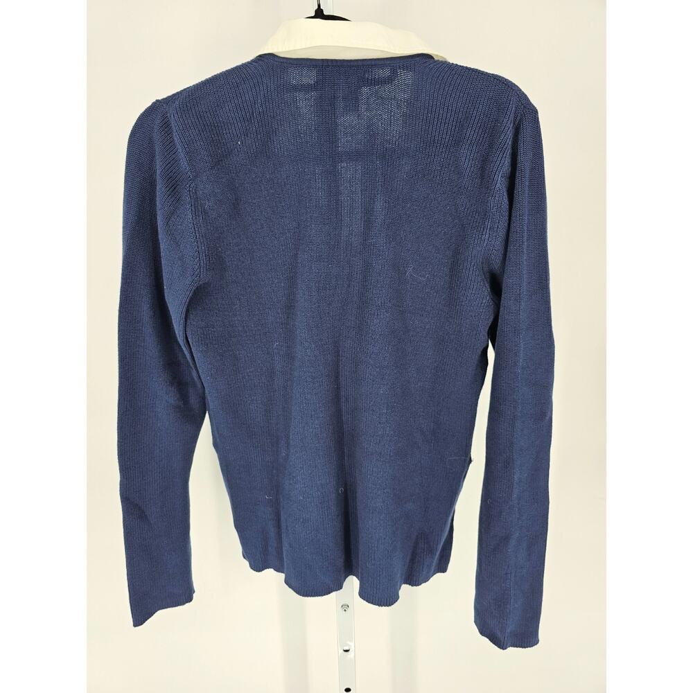 Lauren Ralph Lauren Womens Sz XL Layered Knit Blouse Blue w/ White Collar - Picture 4 of 4